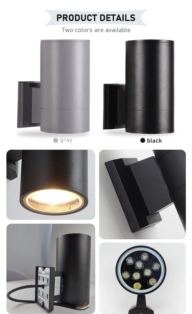 Black Cylinde 6W Modern Sconce Black Light IP65 Waterproof Outdoor Landscape Lamp Wash Wall Lights for House Wall Lamps