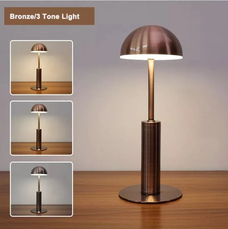 Modern Metal Bar Restaurant Cafe Decoration Bedside Table Lamps 3 Colors Stepless Dimming Popular Style Tricolor Dimming Rechargeable Decorative LED Desk Light