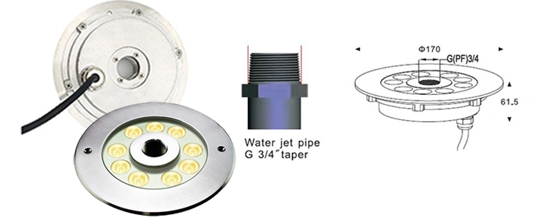 9X3w Tricolor RGB Underwater Lamp, Outdoor Water Fountain Light